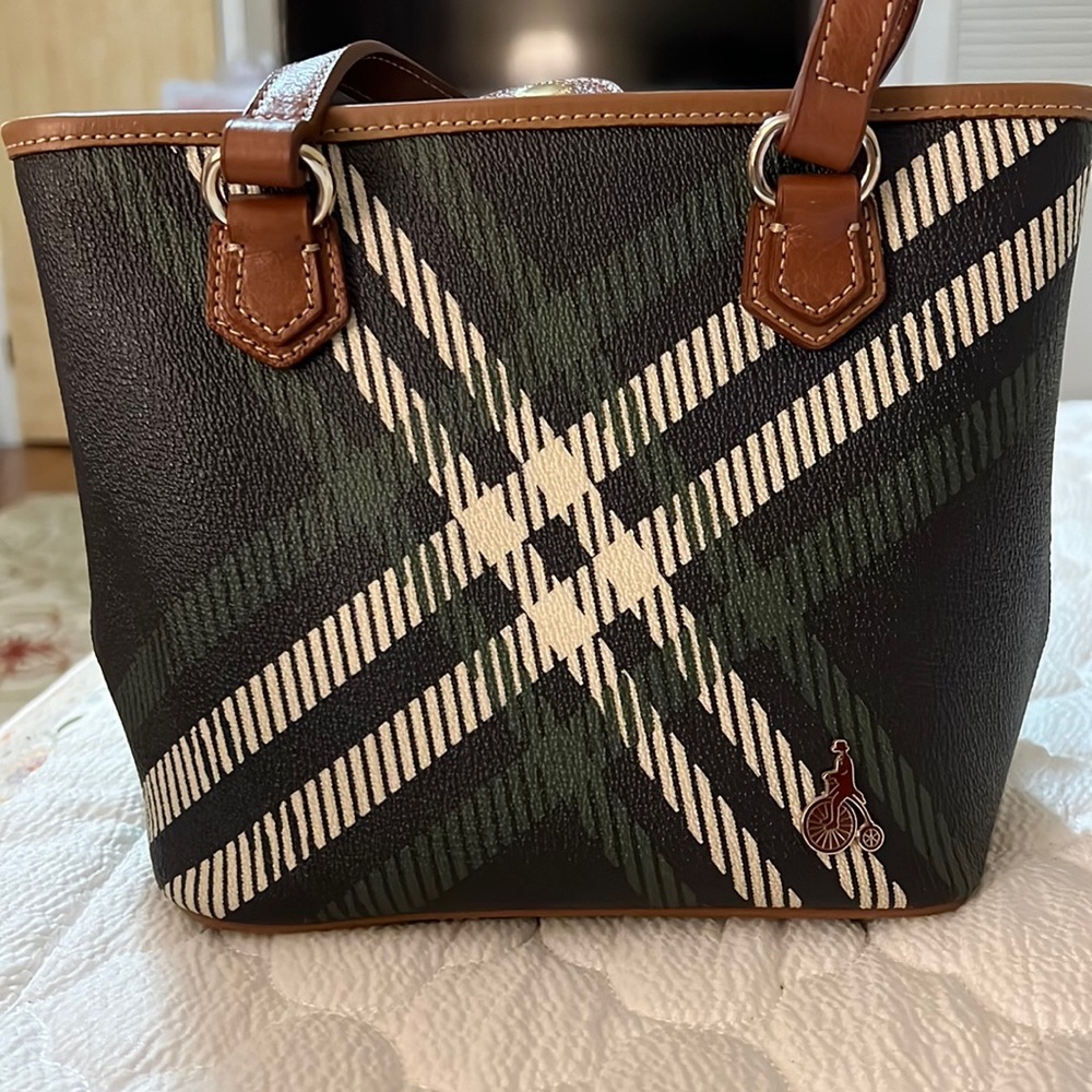 Beanpole Bag Color Green and Ivory Check Pattern